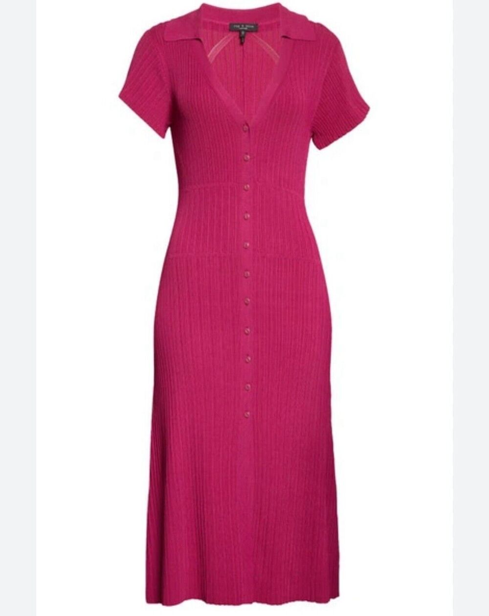 Rag & Bone Esme Midi Viscose Dress In Deep Pink As XS New (has Snags)